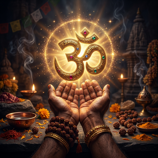 Om Symbol with Rudraksha